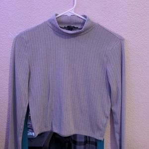 light grey textured turtleneck crop